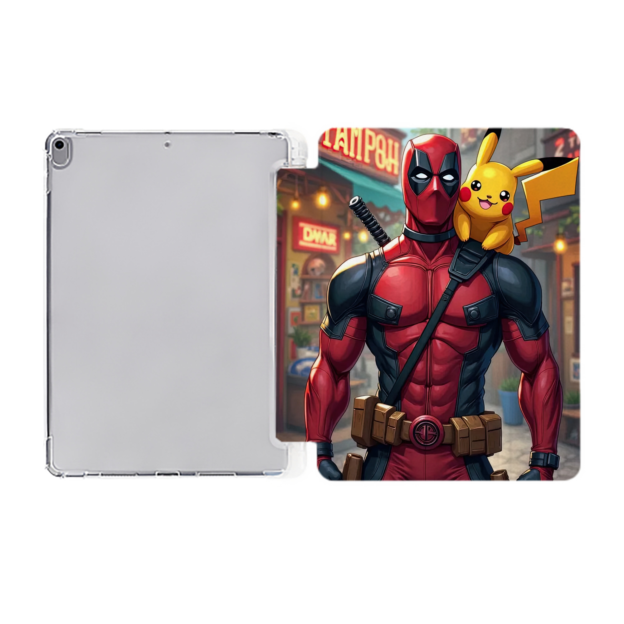 （画像用） Deadpool デッドプール IPad ケース ペン収納付き 三つ折りスタンド PUレザー×シリコン 対応機種9.5/10.5/10.9インチ